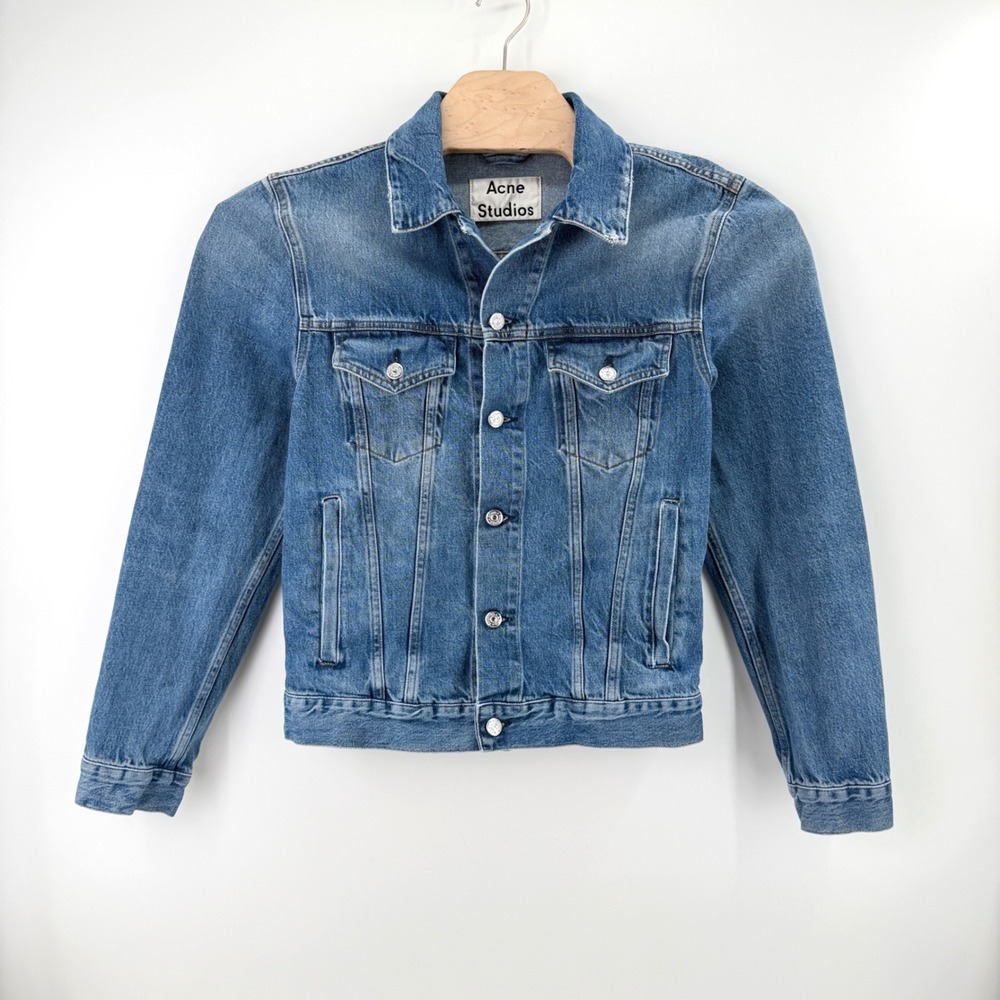 Acne Studios Beat Mid VTG Size 48 100% Cotton Blue Denim Trucker Jacket Mens Lux